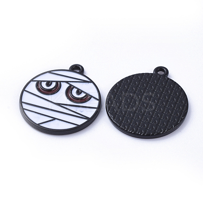 Gunmetal Plated Alloy Enamel Pendants ENAM-D040-D01-B-1