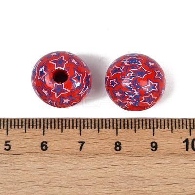 Independence Day Theme Wood European Beads WOOD-Z005-01-1