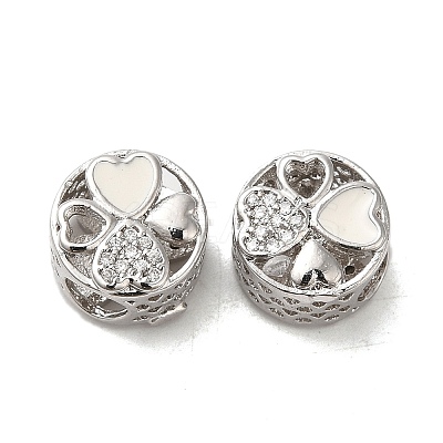 Brass Cubic Zirconia Enamel European Beads KK-K275-06P-1