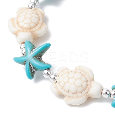 Synthetic Turquoise Beaded Stretch Bracelets for Men Women BJEW-JB11760-02-1