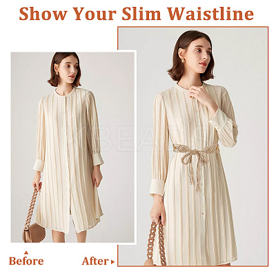 2Pcs 2 Colors Wax Cord Knitted Rhombus Chain Belt with Wood Beaded AJEW-GA0006-24-1