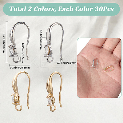 60Pcs 2 Colors Brass Wire Earring Findings FIND-SP0003-68A-1