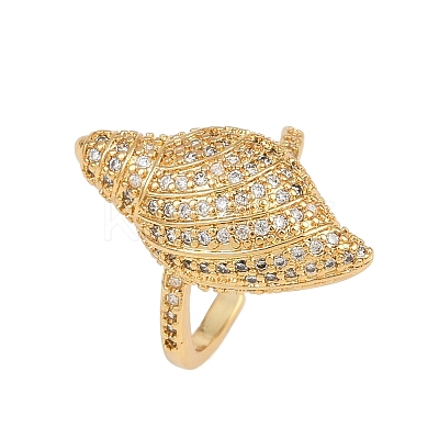 Brass Micro Pave Cubic Zirconia Cuff Rings for Women RJEW-L132-03G-01-1