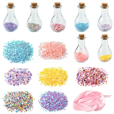 Star Heart PVC Plastic Paillette/Sequins Beads Wish Bottle DIY Making Kits DIY-FS0007-59-1
