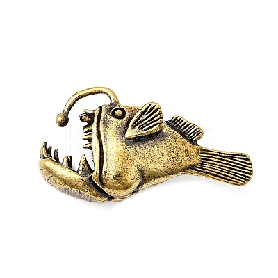 Brass Anglerfish Miniature Figurines Statues KK-S335-01AB-B-1