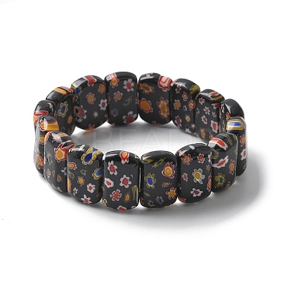 Handmade Millefiori Lampwork Beaded Stretch Bracelets for Men Women BJEW-G738-01A-02-1