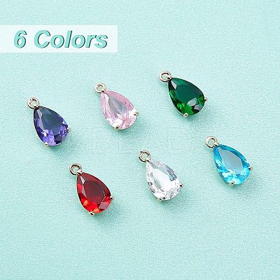 24Pcs 6 Colors Transparent Glass Charms GLAA-PH0001-28-1