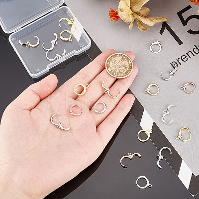 20Pcs 5 Colors Brass Huggie Hoop Earring Findings KK-AR0002-81-1