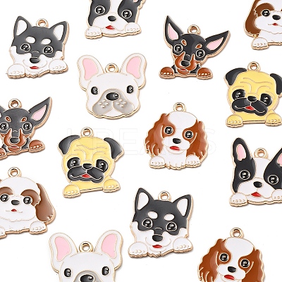 14Pcs 7 Styles Animal Puppy Alloy Enamel Pendants FIND-FS0004-13-1