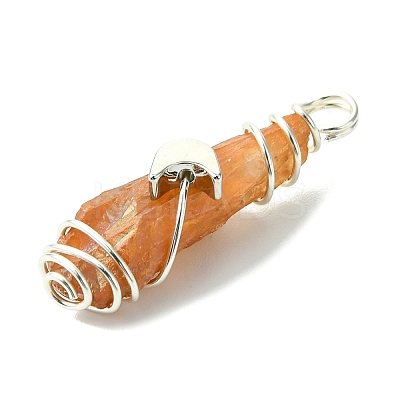 2Pcs Electroplated Natural Quartz Crystal Dyed Copper Wire Wrapped Pendants PALLOY-JF03174-02-1