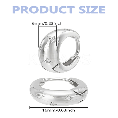 1Pair Brass Pave Clear Cubic Zirconia Hoop Earrings for Women EJEW-LP0004-59P-1
