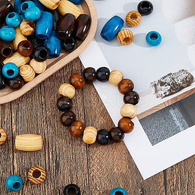 150Pcs 10 Styles Wood European Beads WOOD-FH0002-32-1