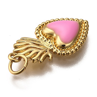 Golden Tone Brass Enamel Pendants KK-K750-01G-C-1