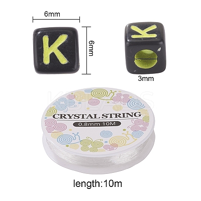 DIY 6mm Cube Bead Stretch Bracelet Kits for Children's Day DIY-YW0001-82-1