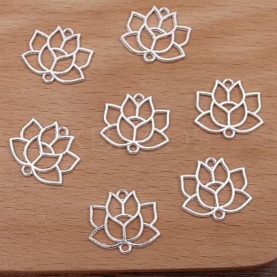 Alloy Hollow Lotus Flower Links Connector Charms PW-WG102FB-01-1