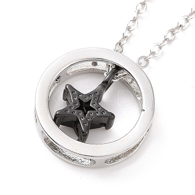 Cubic Zirconia Star Pendant Necklace NJEW-G073-01B-B-1