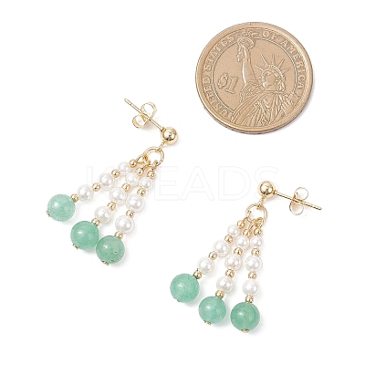 304 Stainless Steel Mixed Stone Dangle Stud Earrings EJEW-TA00740-1
