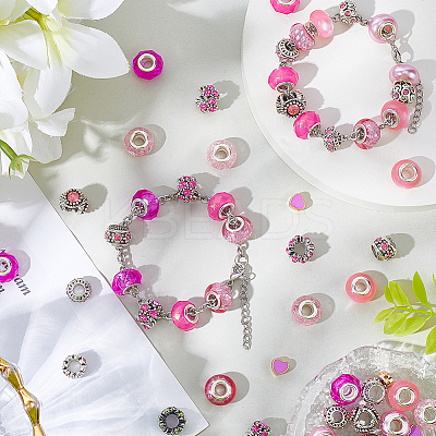 60Pcs 12 Styles Alloy Rhinestone/Enamel European Beads & Resin European Beads Kits DIY-PA0001-06C-1