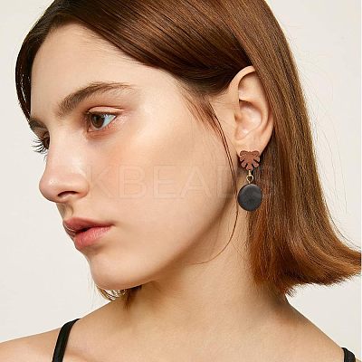 Walnut Wood Stud Earring Findings DIY-OC0005-42P-1