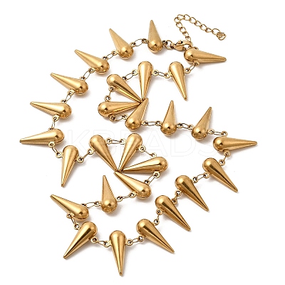 304 Stainless Steel Spiked Cone Link Chain Necklaces for Women NJEW-G192-01G-1
