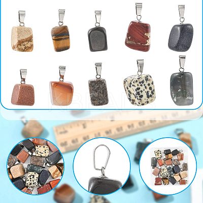 20Pcs 10 Styles Natural & Synthetic Mixed Gemstone Pendants G-FS0005-93P-02-1