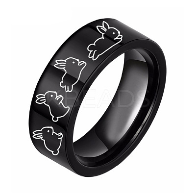 Rabbit Pattern 201 Stainless Steel Finger Rings for Couple FS-WG795E8-10-1