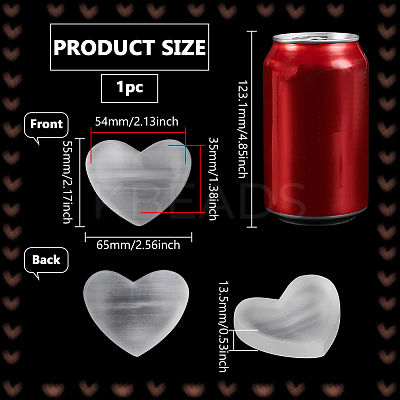 Heart Natural Selenite Decorative Bowls AJEW-WH0460-043A-1