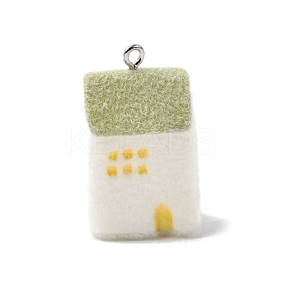 Flocky Opaque Resin Pendants RESI-F062-02F-1