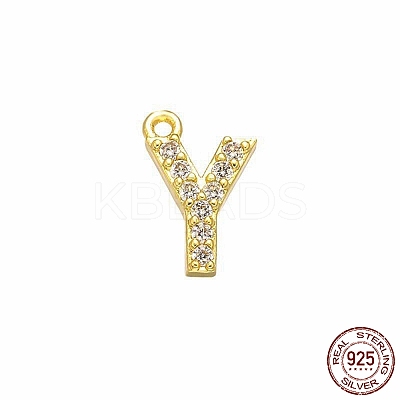 Real 18K Gold Plated 925 Sterling Silver Micro Pave Clear Cubic Zirconia Charms STER-P054-10G-Y-1