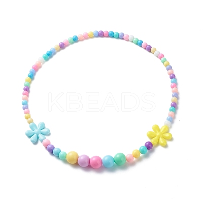 Flower Opaque Acrylic Stretch Kid Necklaces NJEW-JN03973-1
