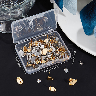 60Pcs 6 Style 201 Stainless Steel Stud Earring Findings EJEW-BBC0001-03-1