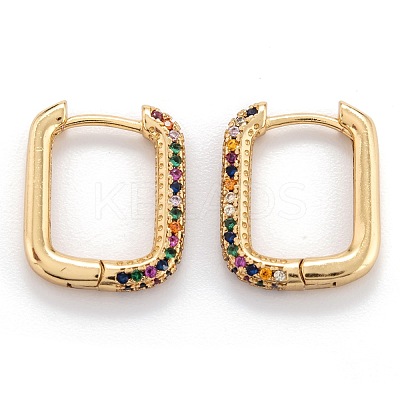 Brass Micro Pave Cubic Zirconia Huggie Hoop Earrings EJEW-P187-O01-1