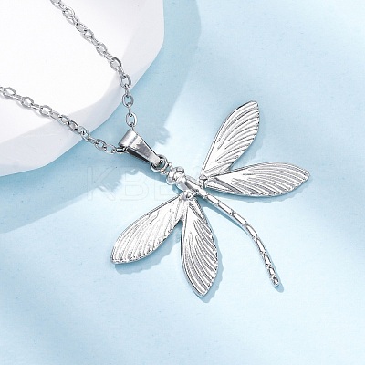 Dragonfly 304 Stainless Steel Pendant Necklaces NJEW-H059-05P-1