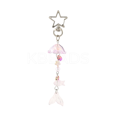 Flower Glass & Acrylic & Alloy Pendant Decorations KEYC-FS00033-03-1