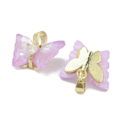 Real 18K Gold Plated Rack Plating Brass Micro Pave Cubic Zirconia Pendants KK-R161-06G-03-1