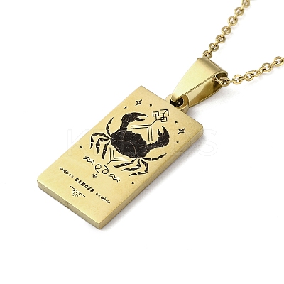 304 Stainless Steel Black Enamel Rectangle with Constellation Pendant Necklaces NJEW-I128-01C-1