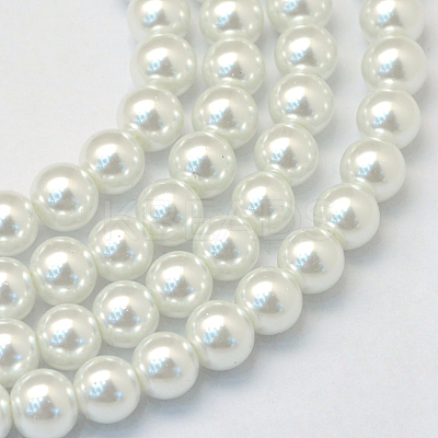 Baking Paint Pearlized Glass Pearl Round Bead Strands HY-Q330-8mm-01-1