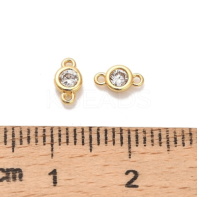 Brass Pave Clear Cubic Zirconia Flat Round Connector Charms KK-H515-02D-G-1