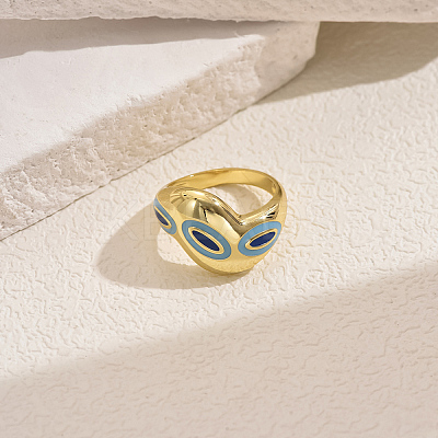 Oversized Brass Enamel Wide Band Chunky Rings for Women Holiday Travel Jewelry TW3756-3-1