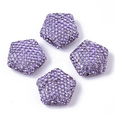 Handmade Polymer Clay Rhinestone Beads RB-T017-06C-1