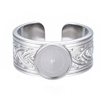 Non-Tarnish 304 Stainless Steel Open Cuff Finger Ring Cabochon Settings STAS-T060-05P-1