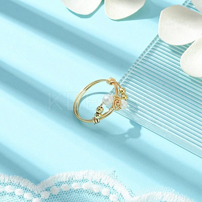 Shell Pearl Finger Ring RJEW-TA00115-1