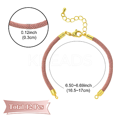 12Pcs 3 Colors Nylon Cords Bracelet Makings Fit for Connector Charms AJEW-YW0001-43B-1