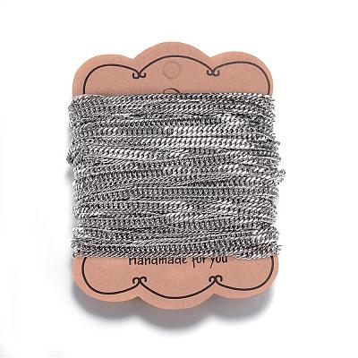 Tarnish Resistant 304 Stainless Steel Cuban Link Chains CHS-P002-04P-0.8MM-1