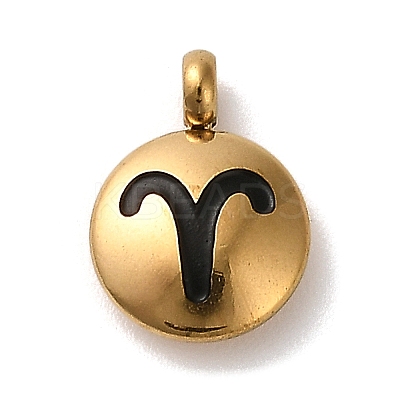 304 Stainless Steel Black Enamel Charms LS-STAS-R009-02G-01-1