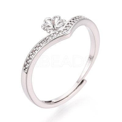 Flower Brass Micro Pave Cubic Zirconia Cup Peg Ring Settings KK-N274-30P-1