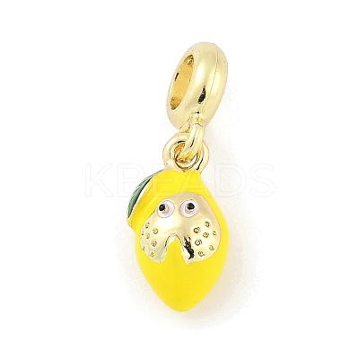 Brass Enamel Fruit European Dangle Charms KK-Z090-08G-01-1