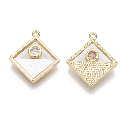 Brass Micro Pave Clear Cubic Zirconia Pendants KK-S356-090-NF-1