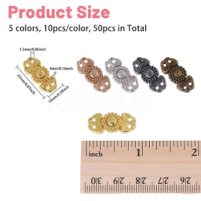 50Pcs 5 Colors Flower Alloy Snap Lock Clasps FIND-GL0002-03-1