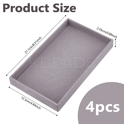Rectangle Velvet Jewelry Display Trays for Rings ODIS-WH0113-14B-1